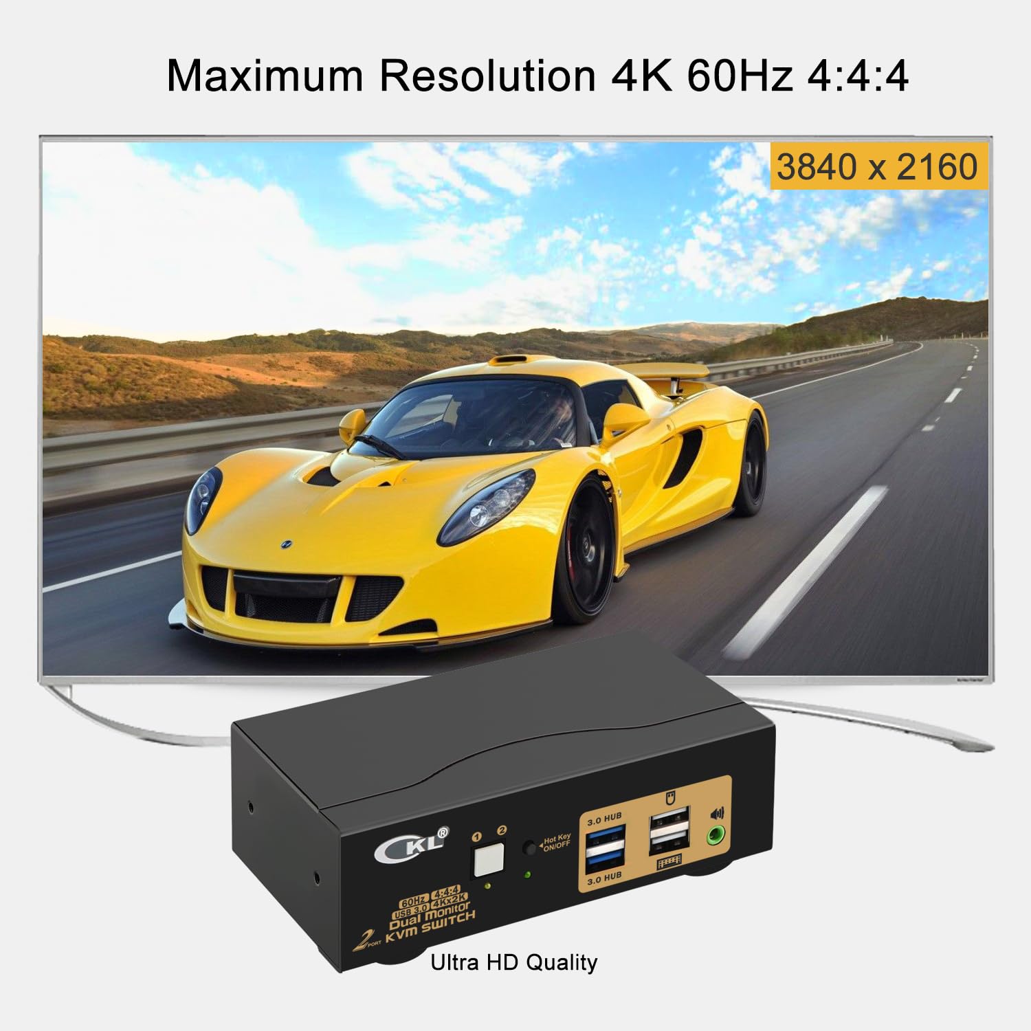 CKL KVM Switch Dual Monitor HDMI 4K@60Hz (2 Monitors 2 Computers 922HUA-3) for Home and Office to Console Desktops/Laptops, Support USB 3.0, Hot Key, Audio, Wireless Keyboard and Mouse