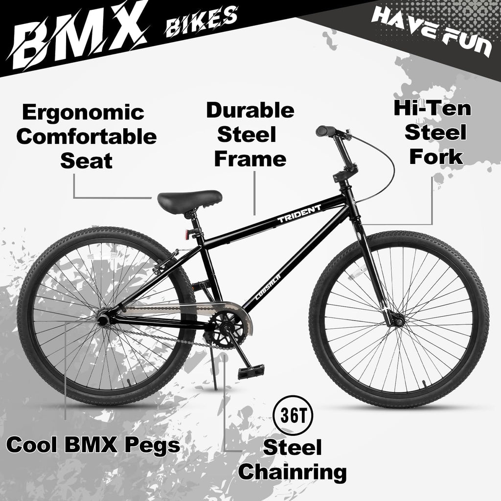 cubsala 20 24 26 Inch BMX Race Bike Trident Bicycles Beginner-Level to Advanced Riders with 2 Pegs, Multiple Colors