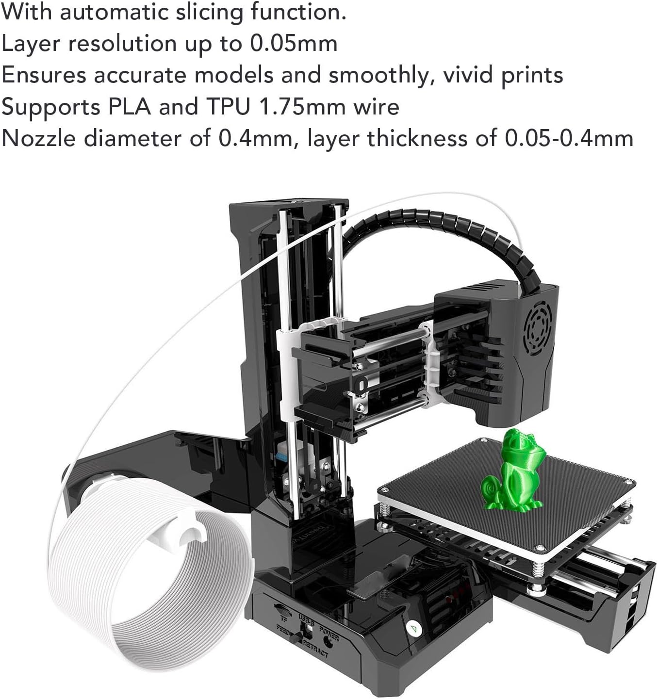 K9 3D Printer, Fast Heating 100x100x100mm Build Size 0.05mm Layer Resolution with Automatic Slicing Software, for Beginners and Kids (US Plug)
