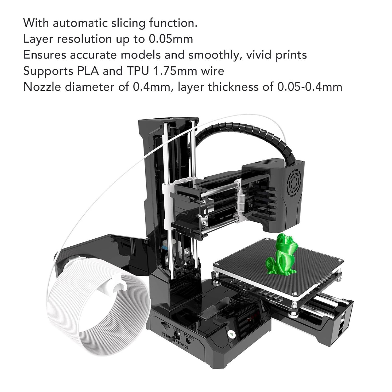 3D Printer for Beginners Auto Slicing Easyware Cura Compatible 0.05mm for Kids and STEM Education (US Plug)