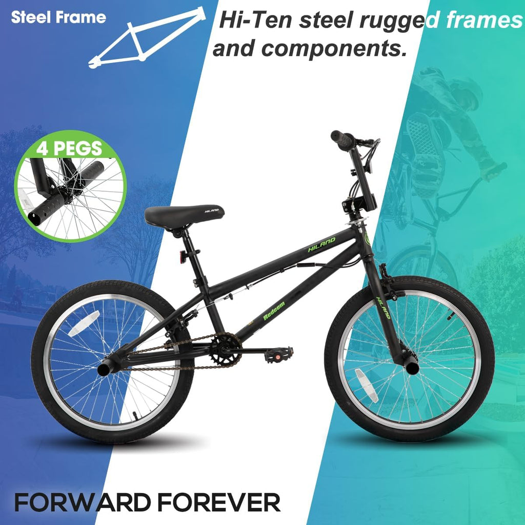 Hiland 20 inch Freestyle Kids BMX Bike,Beginner-Level to Advanced Riders with 360 Degree Gyro & 4 Pegs, Kids' Bicycles for Boys,Girls,Youth Multiple Colors