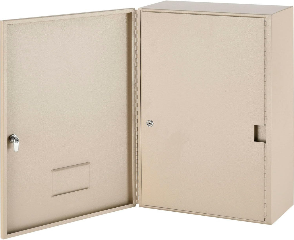 Global Industrial Medium Narcotics Cabinet, Double Door/Double Lock, 16' W x 8' D x 24' H, Beige, for Doctor's Offices, Patient Rooms, Hospitals, Laboratories and More
