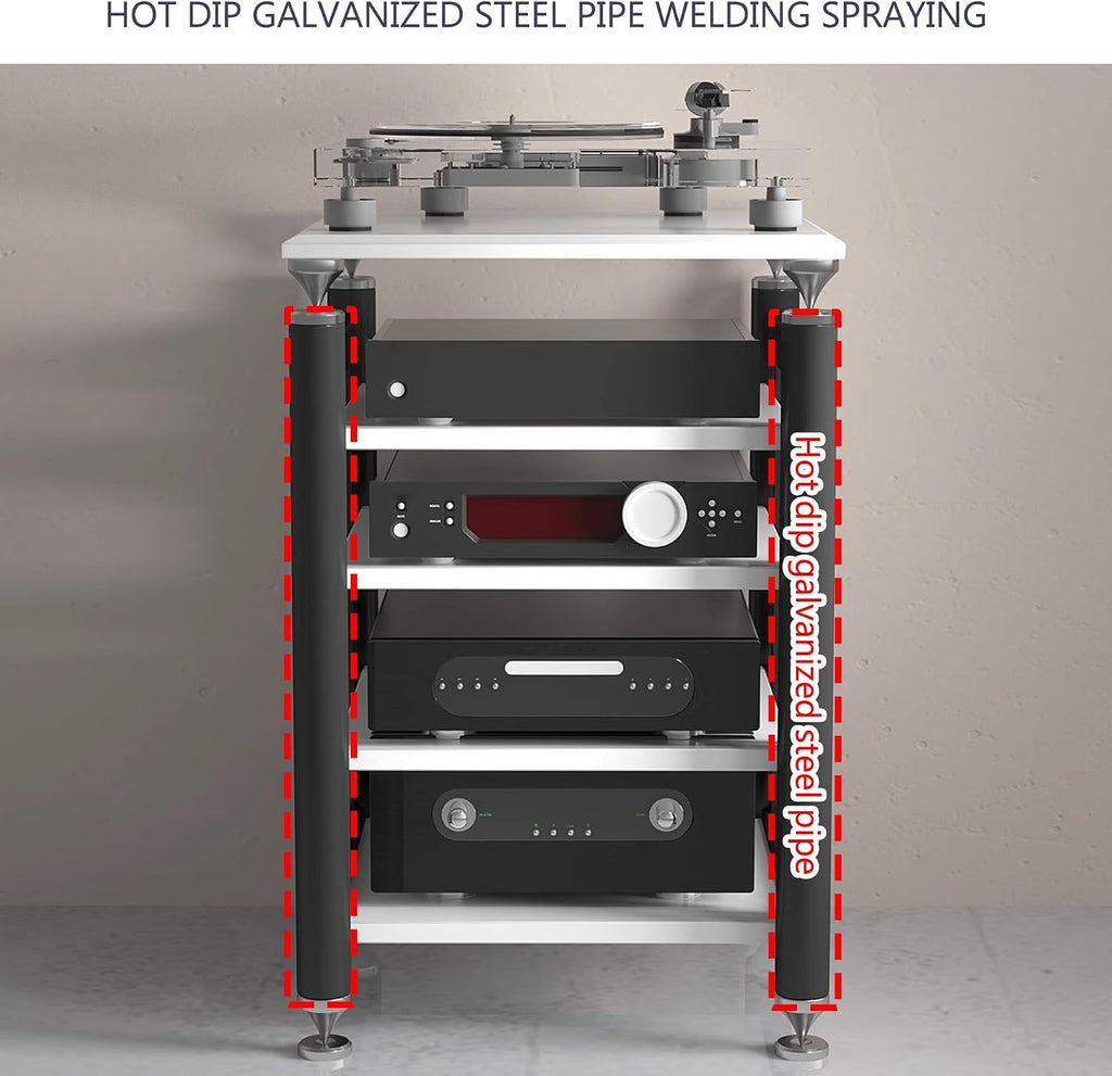 Audio Rack Stereo Cabinet,AV Media Stand,Stereo Racks and Stands,Dvd Stand Storage Tower,Corner Shelf TV Stand,Audio-video Shelving,Entertainment Stand,for Home Theater(White,62x57x78cm)