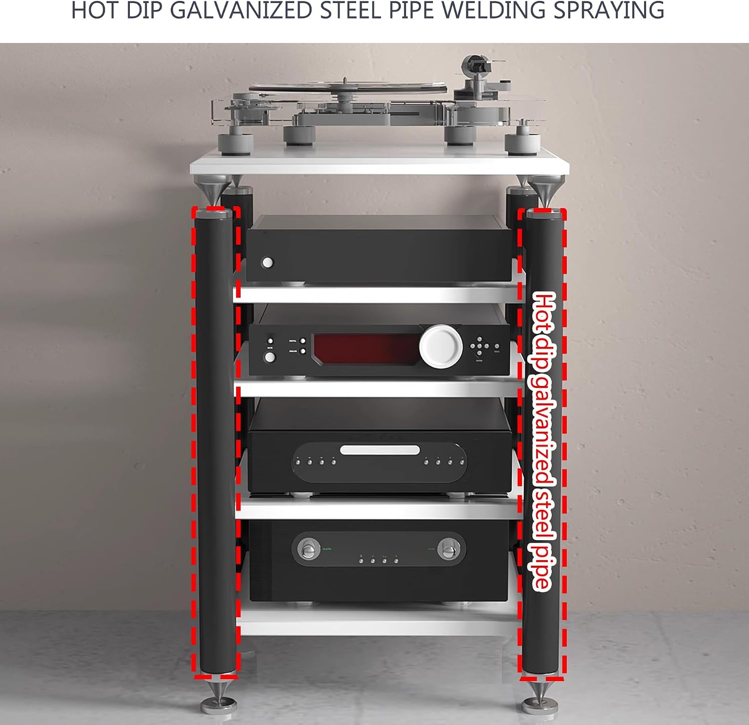 Audio Rack Stereo Cabinet,AV Media Stand,Stereo Racks and Stands,Dvd Stand Storage Tower,Corner Shelf TV Stand,Audio-video Shelving,Entertainment Stand,for Home Theater(White,62x57x78cm)