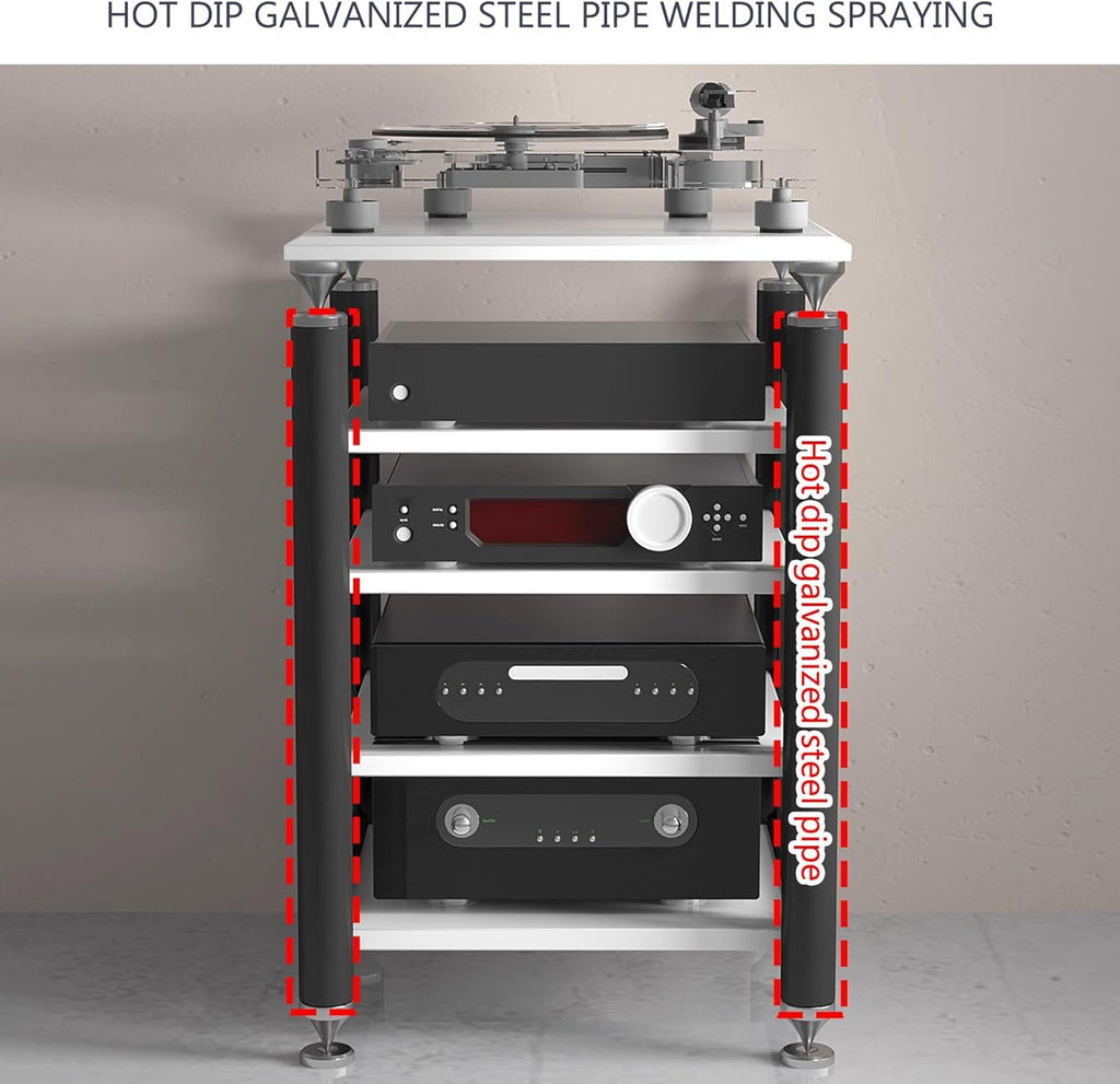 Audio Rack Stereo Cabinet,AV Media Stand,Stereo Racks and Stands,Dvd Stand Storage Tower,Corner Shelf TV Stand,Audio-video Shelving,Entertainment Stand,for Home Theater(White,62x57x56cm)