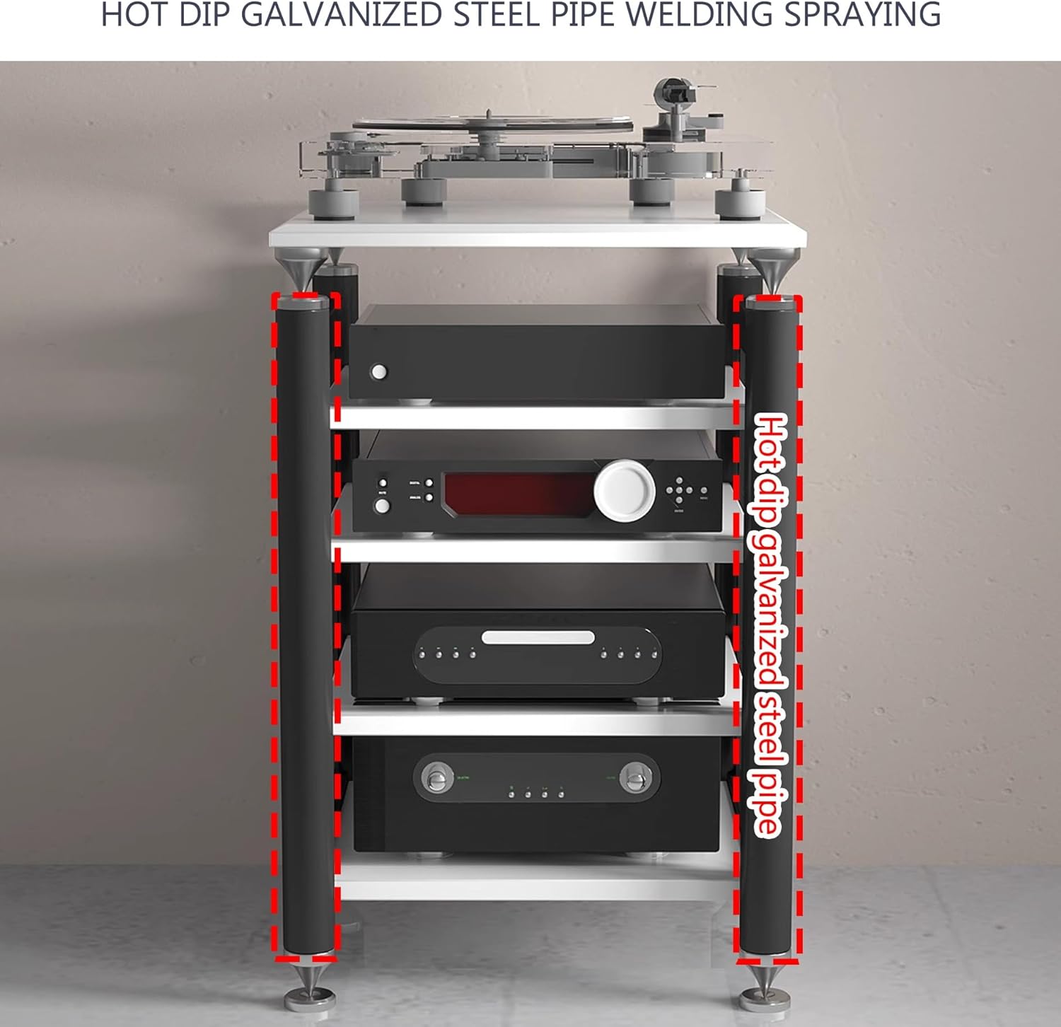 Audio Rack Stereo Cabinet,AV Media Stand,Stereo Racks and Stands,Dvd Stand Storage Tower,Corner Shelf TV Stand,Audio-video Shelving,Entertainment Stand,for Home Theater(White,62x57x56cm)