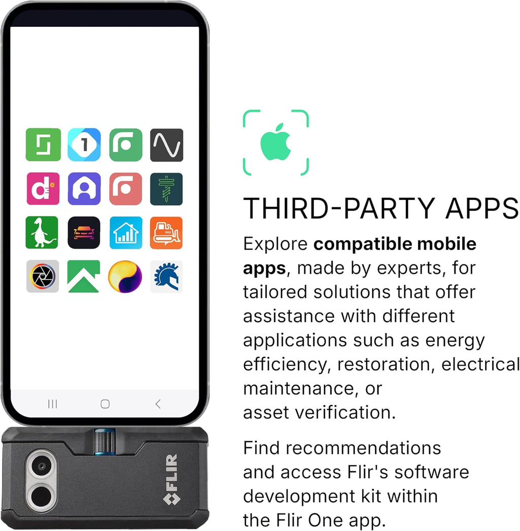 Flir One Pro - Thermal Imaging Camera for iOS Smartphones (iPhone 15 and Newer w/USB-C), 480x360 Super Resolution (160x120 Native IR)