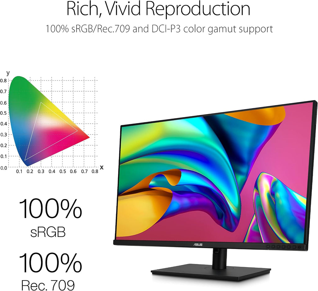 ASUS ProArt Display 32' 4K HDR Monitor (PA329CV) - UHD (3840 x 2160), IPS, 100% sRGB/Rec.709, ΔE < 2, Calman Verified, USB-C Power Delivery, DisplayPort, HDMI, USB 3.1 Hub, C-clamp, Height Adjustable