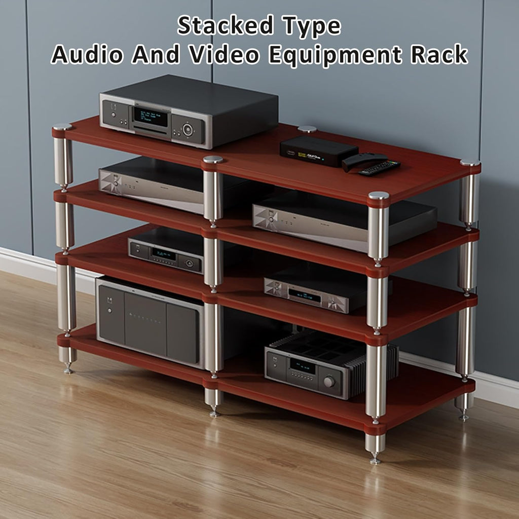 Stereo Rack,Media Storage Cabinet,2/3/4-Tier AV Media Stand Corner Shelf,Audio Rack Tower,Movable Audio Rack Tower Player Stand,Storage for Entertainment Stereo Component,Video Game Console Stand(Ligh