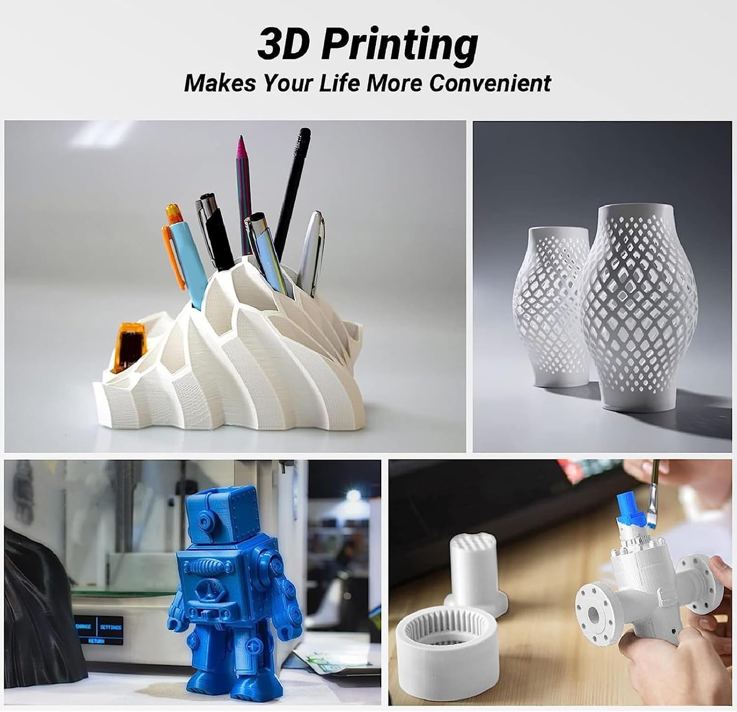Sanpyl Mini 3D Printers, 100x100x100mm Printing Size, PLA Filament High Speed 3D Printing Machine with 4G Small Memory Card for Kids and Beginners (Orange White) (Black White)