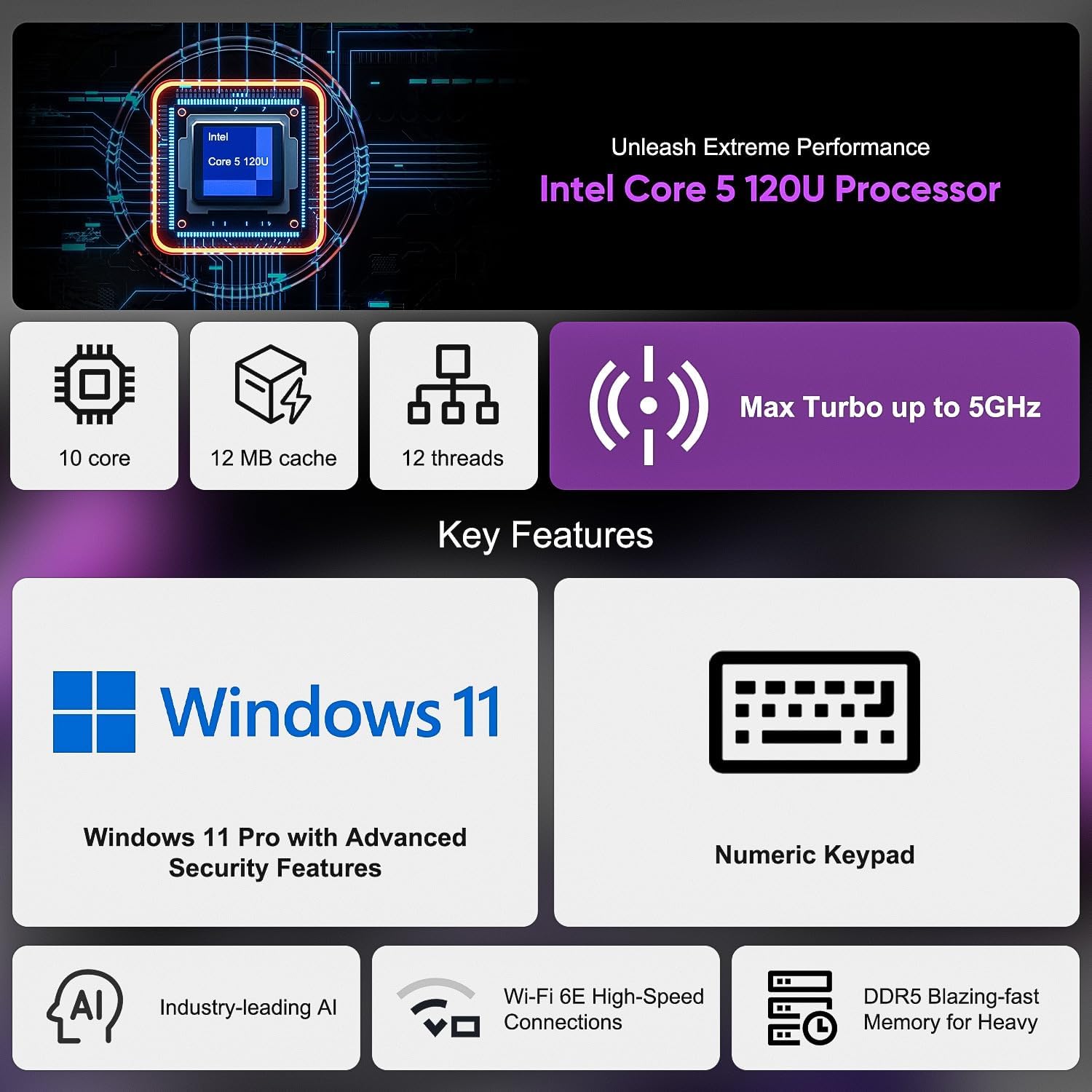 Dell 2025 Pro 16 WUXGA Business Laptop, 16' 1920 x 1200p Anti-Glare Display, Intel 10-Core 5 120U (Up to 5.0 GHz, Beat Latitude), 16GB DDR5 RAM, 1TB SSD,WiFi 6E, Bluetooth 5.3, Windows 11 Pro