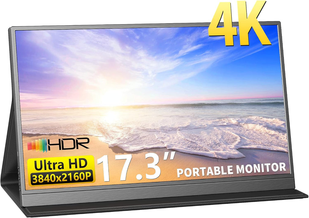 MAGICRAVEN Portable Monitor, 17.3' 4K Second Display for Laptop & Console, USB-C & HDMI Laptop Screen Extender with Built-in Speakers, Works with PS5, Xbox, Switch, Ideal for Travel, Home & Office