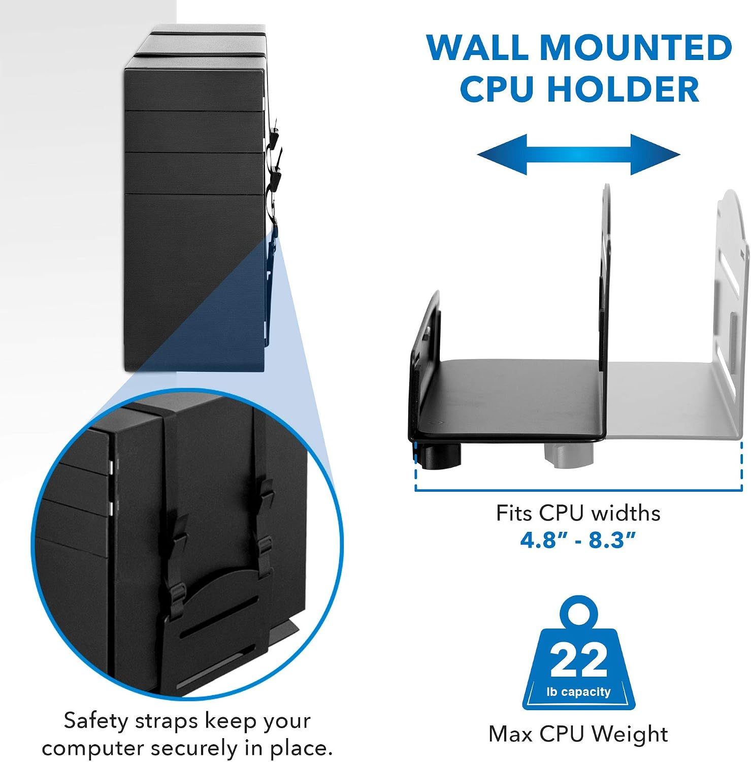 Mount-It! Dual Monitor Arm Wall Mount Workstation with Keyboard Tray & CPU Holder, Height Adjustable Gas Spring Full Motion Computer Station, Fits 17–32' VESA 75x75 100x100, Black