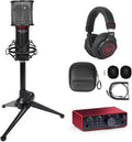 Audiosavings Bundle: Focusrite Scarlett Solo 4th Gen Studio Recording USB Audio Interface Bundle with Rockville RDTS Microphone Stand+RCM SR Studio/Recording Microphone+PRO-M50 SR Headphone (4 Items)