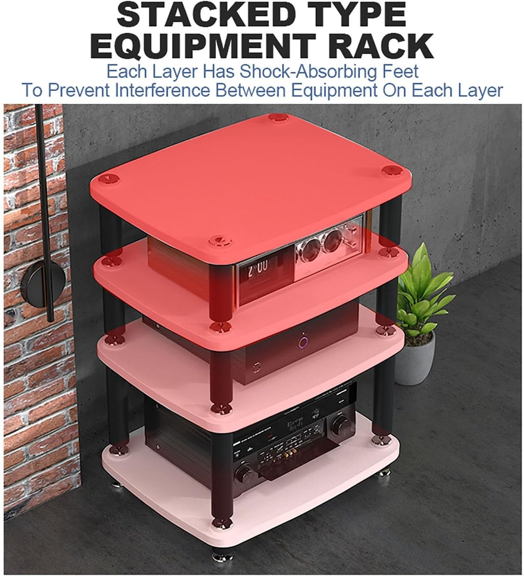 Audio Rack,Gaming Shelf,AV Media Stand Corner Shelf,DVD Shelf,CD Display Cabinet,Entertainment Stand,Rack Audio Tower,Record Player Stand,for Living,Gaming,Recording Room.(Black,60x48x38cm)