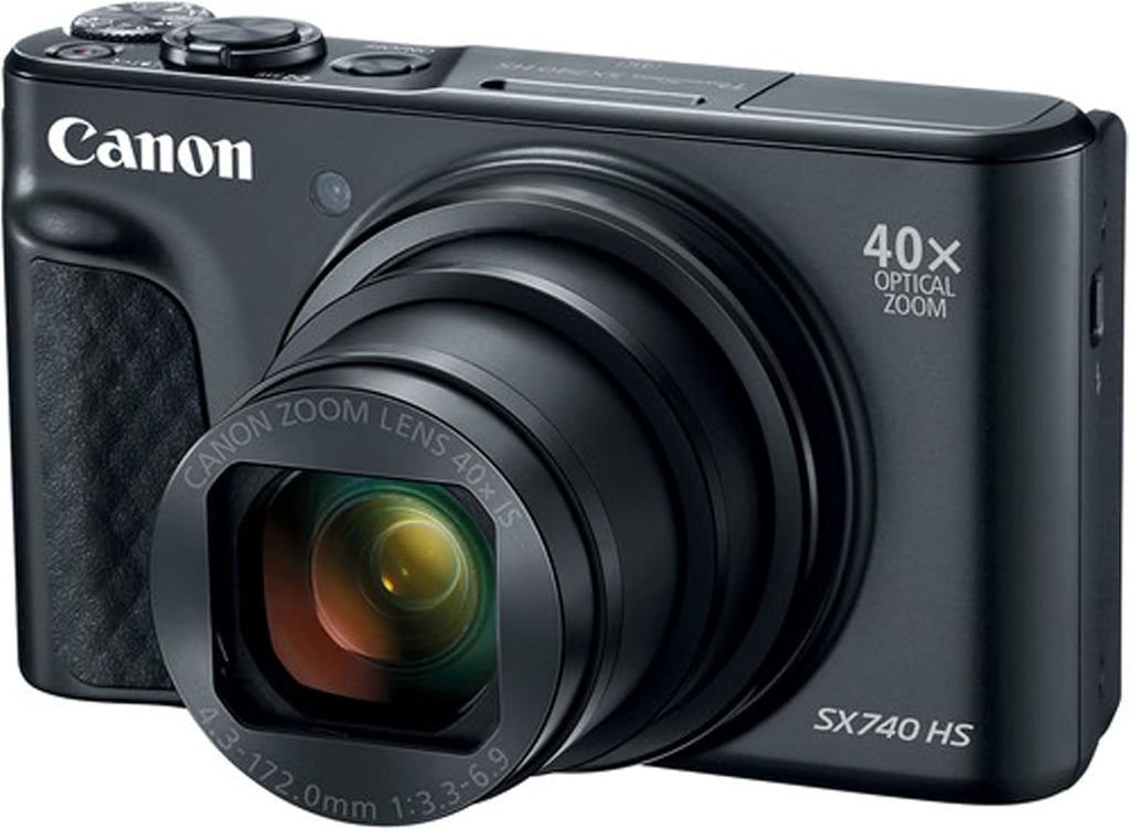 Canon Powershot SX740 HS Digital Camera (Black) + 64GB Memory + Stabilizing Grip + Software Pack +More (Value Bundle) (Renewed)