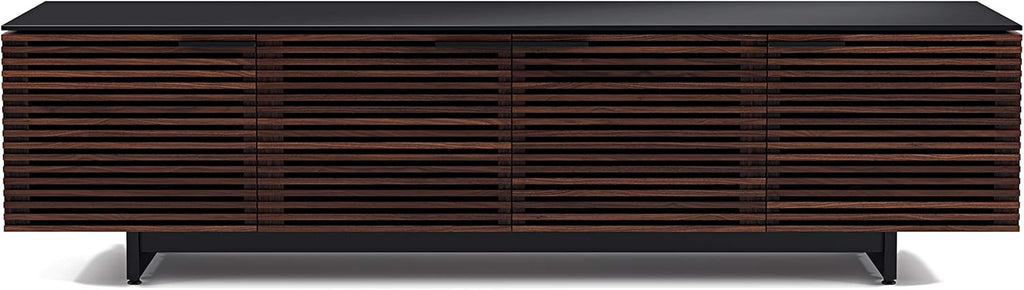 BDI Furniture Corridor 8173-79.25'' TV Stand for TVs up to 85' with Soundbar Shelf, Adjustable Shelves, Cable Management, Ventilation, Tempered Glass Top, Chocolate Stained Walnut