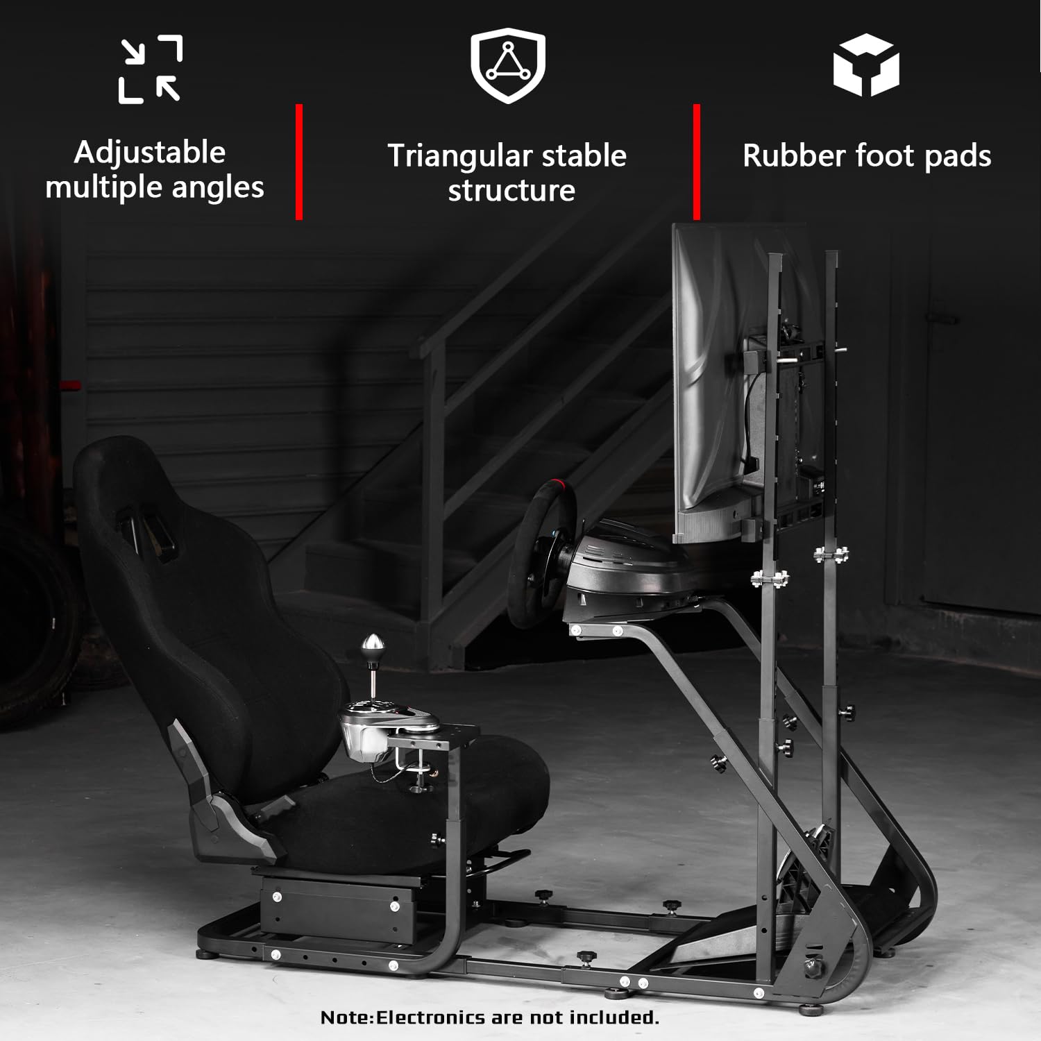 Dardoo G923 Racing Simulator Cockpit with Monitor Mount and Black Seat Adjustable Fit for Logitech G29 G920, for Thrustmaster T300, Without Shifter, Wheel, Pedals and Display