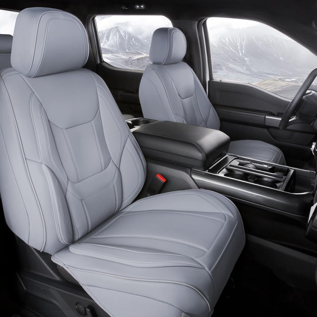 Coverland Custom Car Seat Covers Compatible with 2004-2008 Toyota Solara Convertible - Premium Leather Non-Slip Memory Foam Waterproof Seat Cover Custom fit Interior Protector [Front-Gray]