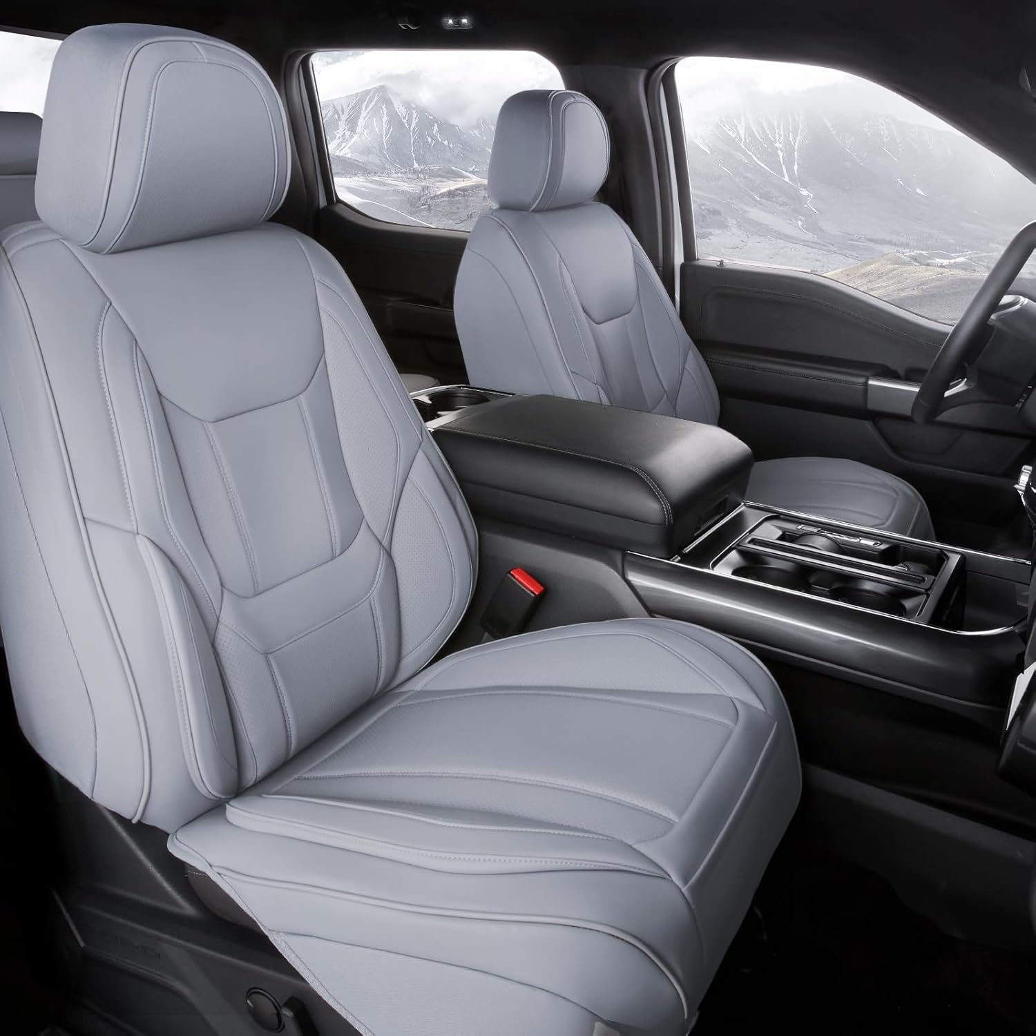 Coverland Custom Car Seat Covers Compatible with 2004-2008 Toyota Solara Convertible - Premium Leather Non-Slip Memory Foam Waterproof Seat Cover Custom fit Interior Protector [Front-Gray]