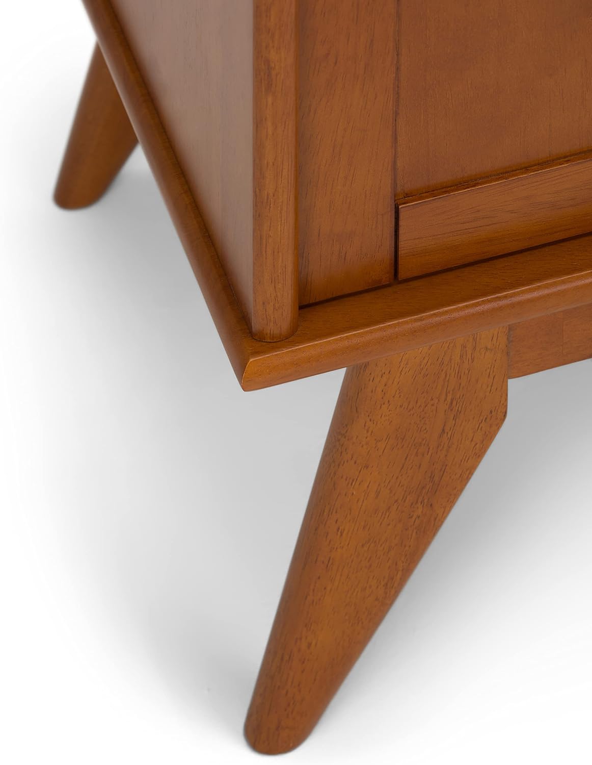 SIMPLIHOME Draper TV Stand - 60 inch Wide Solid Wood Media Console in Teak Brown, Mid Century Modern Entertainment Center for Living Room for TVs up to 65 Inches with Shelves and Cable Management