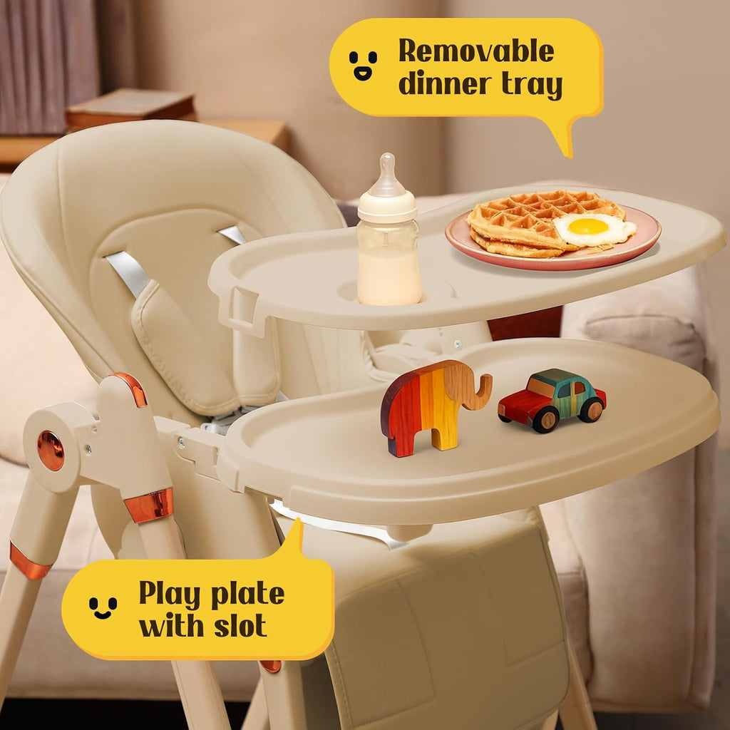 6-in-1 Convertible High Chair with Rocker | Baby High Chair for Newborn to Toddler (0-3 Years) | Adjustable, Foldable & Easy-Clean with Dishwasher Safe Tray & Tool-Free Assembly, Brown