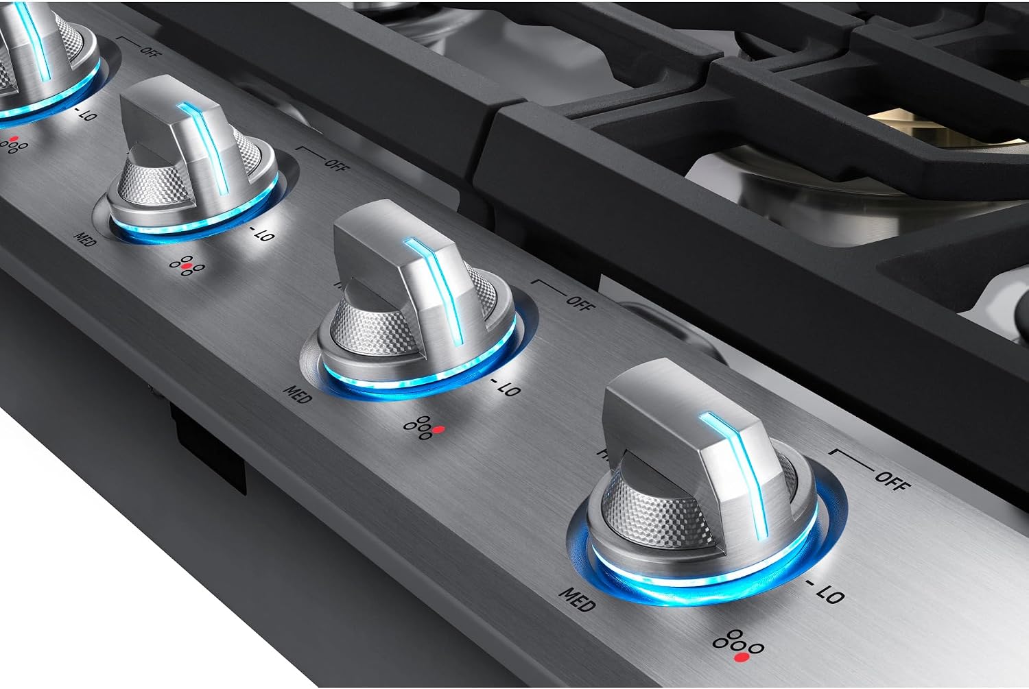 SAMSUNG 30' Built In Smart Gas Cooktop with 22K BTU Dual Power Burner, 5 Burners, Stainless Steel, NA30N7755TS/AA