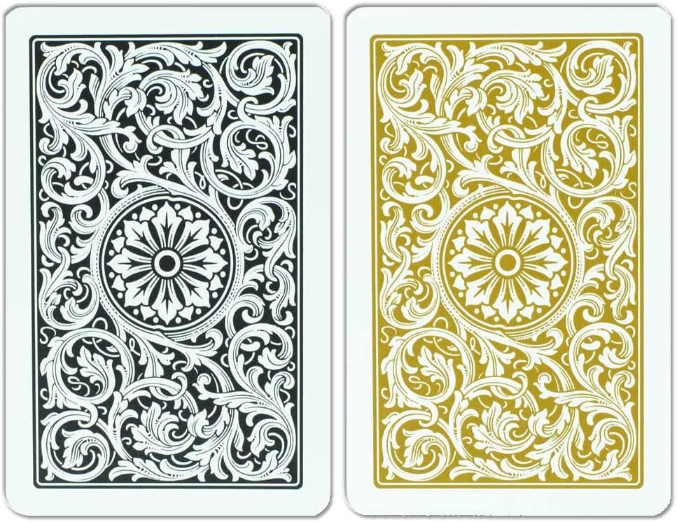 Copag 1546 Design 100% Plastic Playing Cards, Bridge Size (Narrow) Black/Gold (Jumbo Index, 6 Sets)