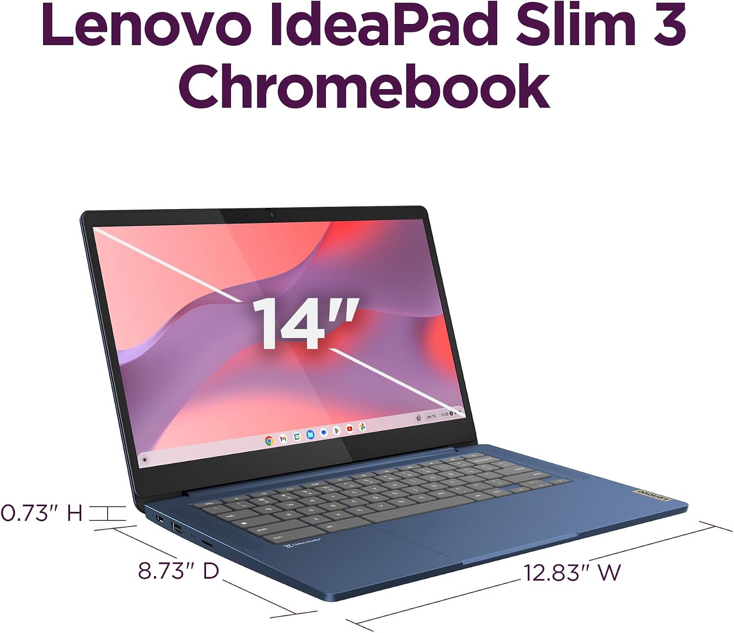 Lenovo IdeaPad Slim 3 Chromebook - 2024 - Lightweight Laptop - Waves MaxxAudio® Speakers - 14' HD Display - HD 720p Camera - 4GB Memory - 64GB Storage - MediaTek Kompanio 520 - Abyss Blue (Renewed)