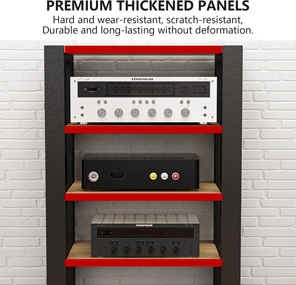Stereo Racks and Stands, 2/3/4/5 Tier AV Media Stand, Audio Equipment Rack with Adjustable Shelves, Reinforced Steel Frame, Adjustable Footpads, for Home Theater(White,5 Tier 60x51x100cm)