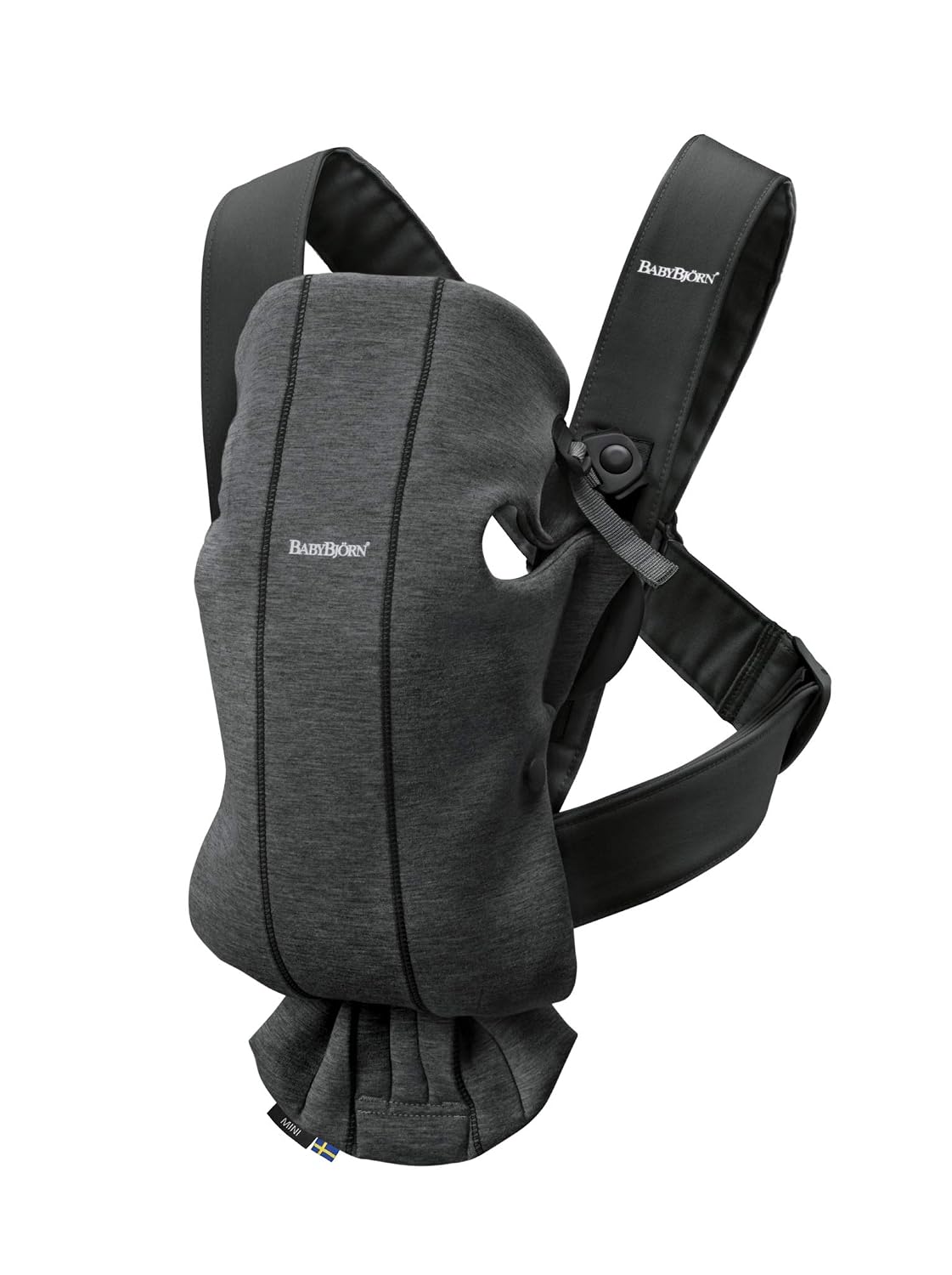 BabyBjörn Baby Carrier Mini, Charcoal Gray, 3D Jersey | Infant Carrier (7-15 lbs), Ergonomic, Easy-to-Use