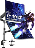 AVLT Dual 17'-32' Stacked Monitor Arm Desk Mount for 2 Flat or Curved Screens, Full Motion Height Adjustable with Swivel, Tilt, Rotation, Extra Tall, VESA, C-Clamp or Grommet Base
