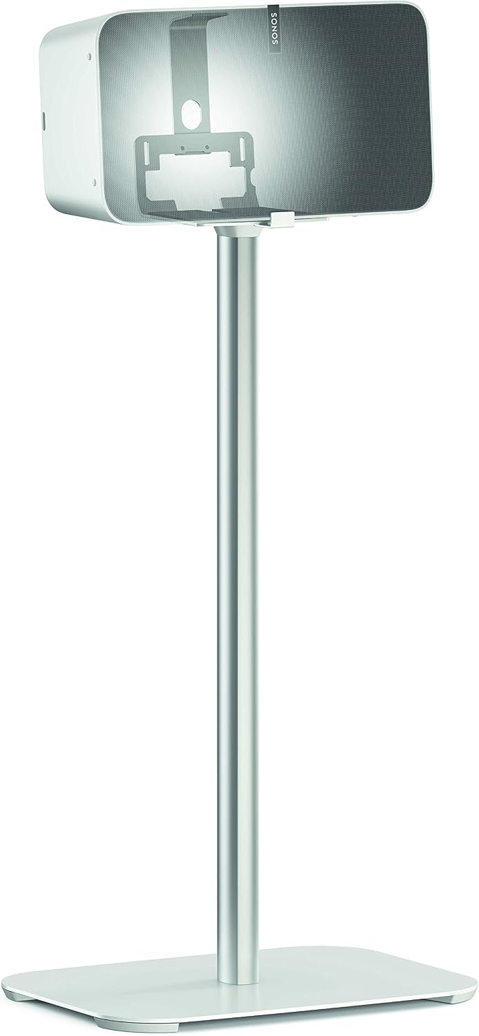 Vogel's Sound 3305 Universal Speaker Floor Stand | Max. 15 lbs (6.5 kg) | Height: 29.5 inch | Also fits Sonos Five & Play:5 | Universal Compatibility | White | 1 Floor Stand