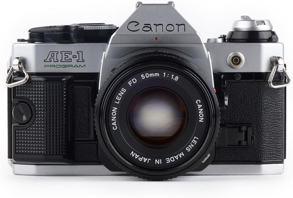Canon AE-1 Program 35mm SLR Film Camera Kit 50mm MF Lens (Renewed)