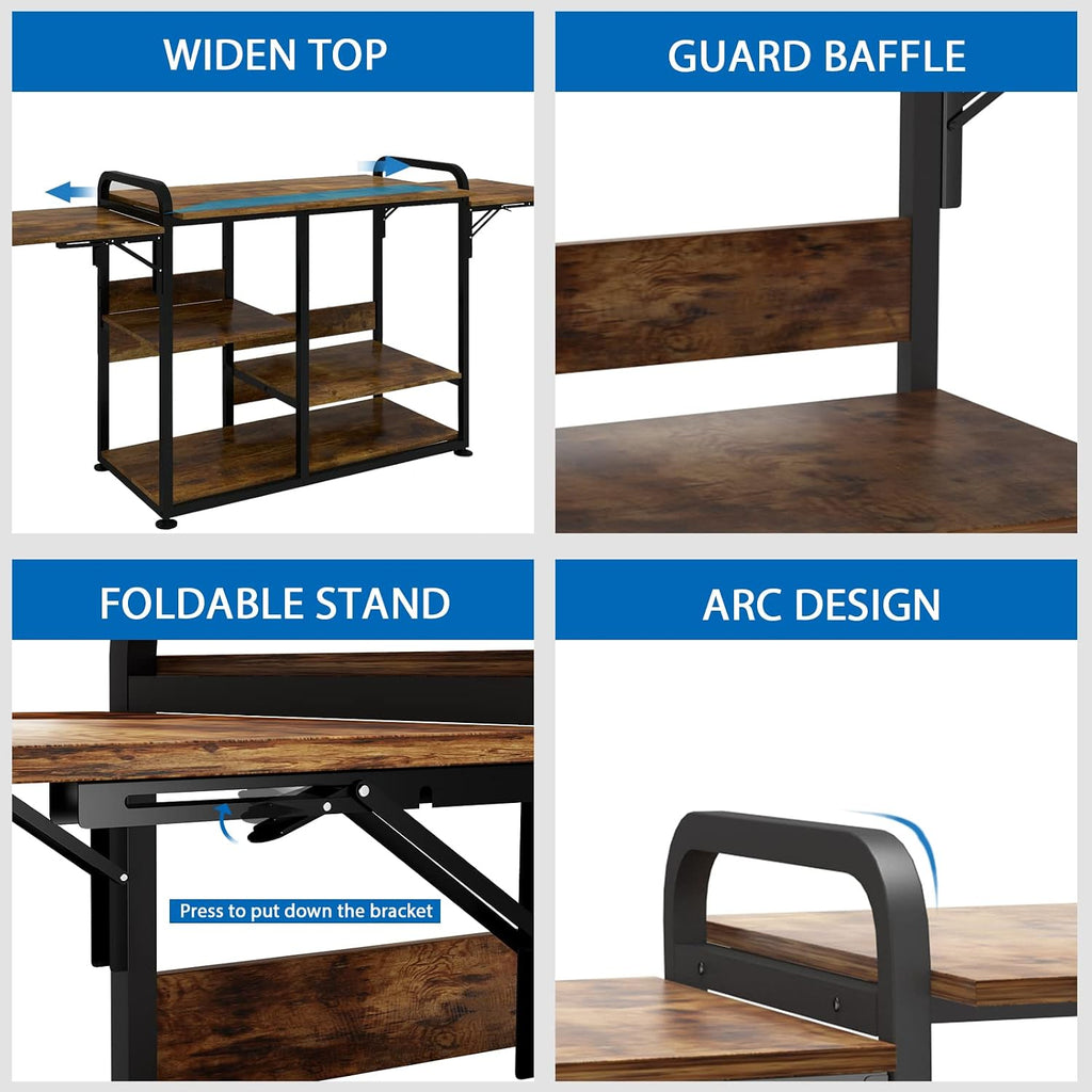 PUNCIA Large 3 Tier DIY Heat Transfer Press Machine Stands Heavy Duty Workbench with Folding Working Table for Sublimation Transfer Machine Metal Shelf Storage Organization