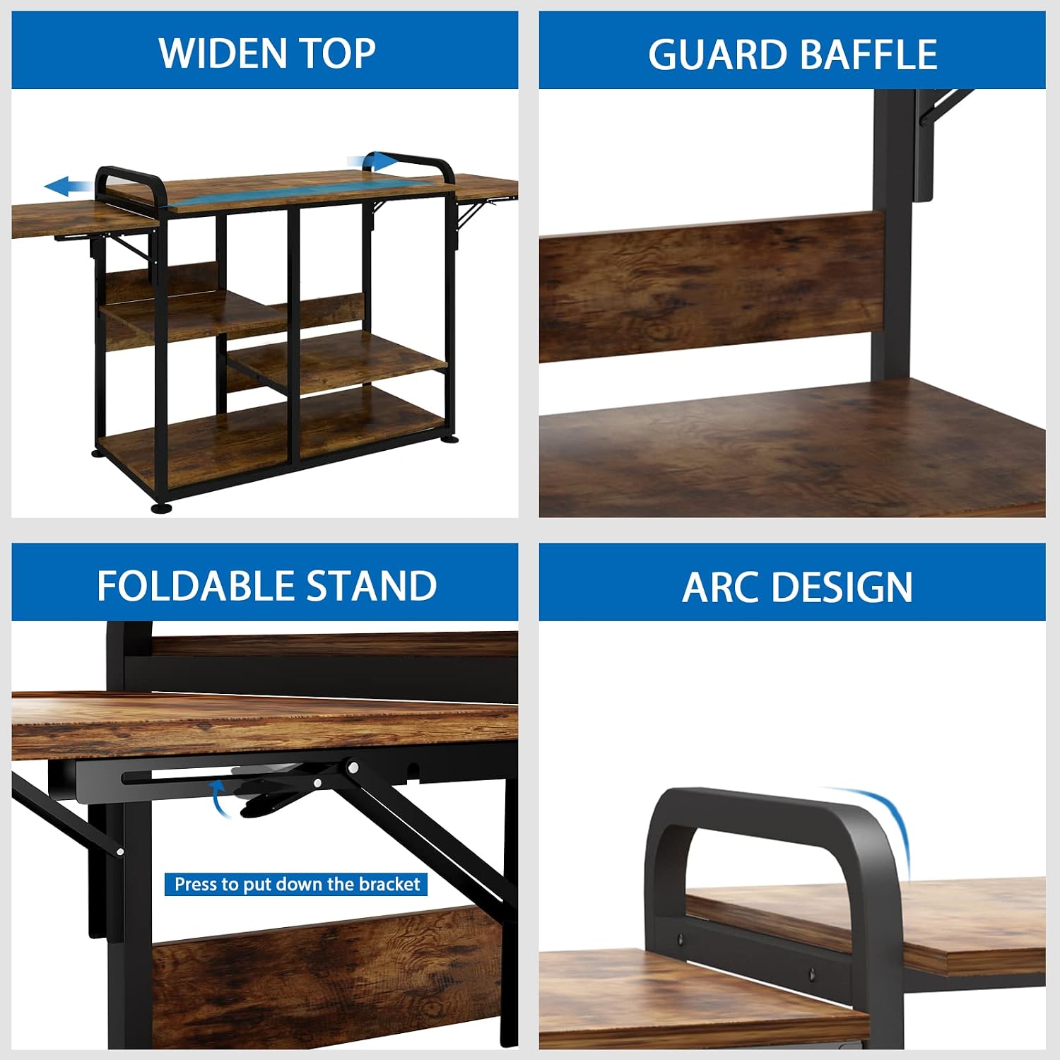 PUNCIA Large 3 Tier DIY Heat Transfer Press Machine Stands Heavy Duty Workbench with Folding Working Table for Sublimation Transfer Machine Metal Shelf Storage Organization