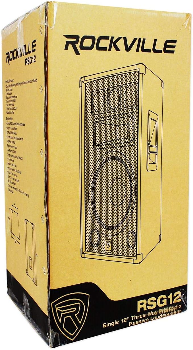 Rockville RSG12 12-Inch 1000 Watt 8-Ohm 3-Way Passive PA Speaker, High-Power Audio, Durable Build, Wide Dispersion, for DJs and Live Events