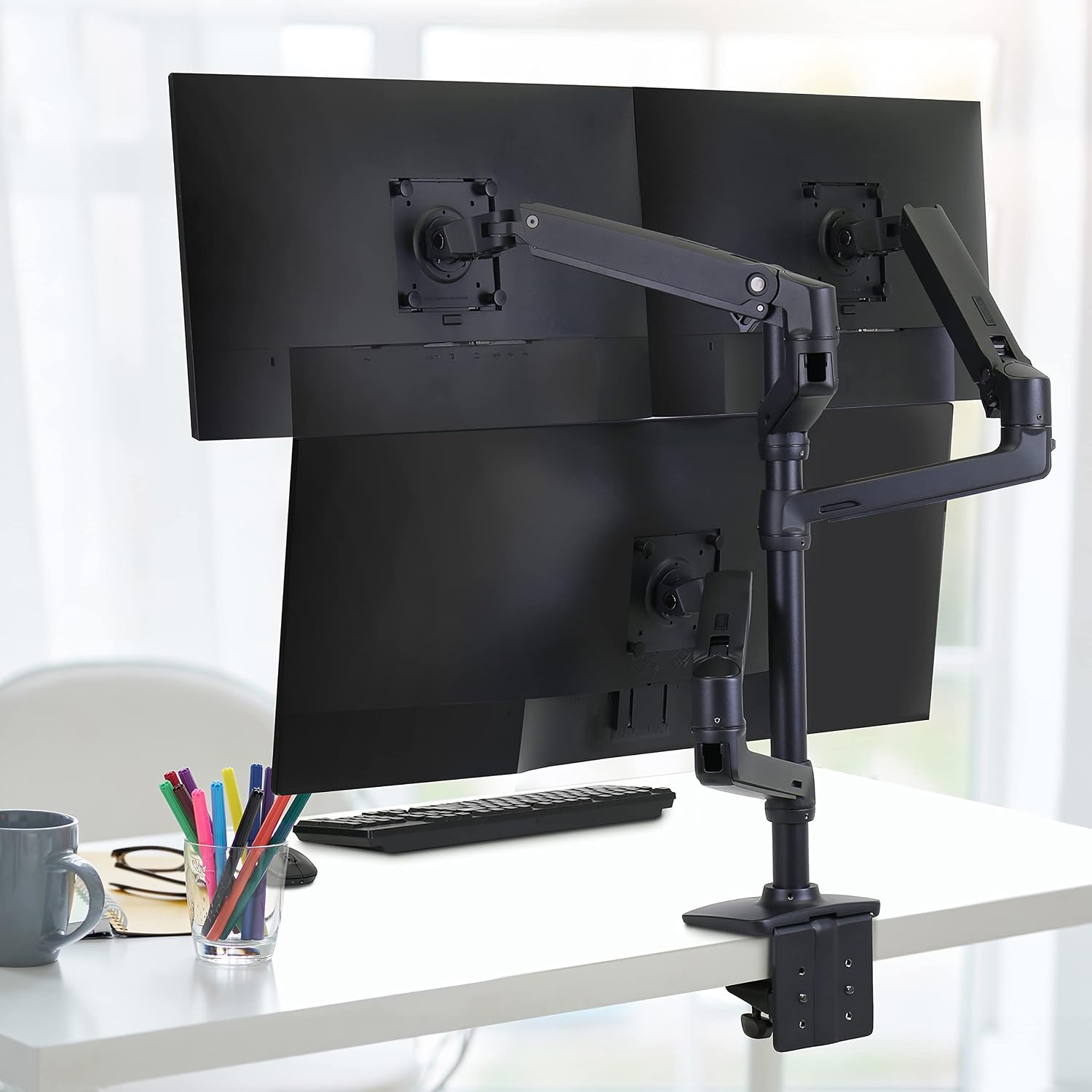 Ergotron � LX Monitor Arm, Extension, and Collar Kit � Add-on for LX Tall Pole Monitor Arms � Matte Black