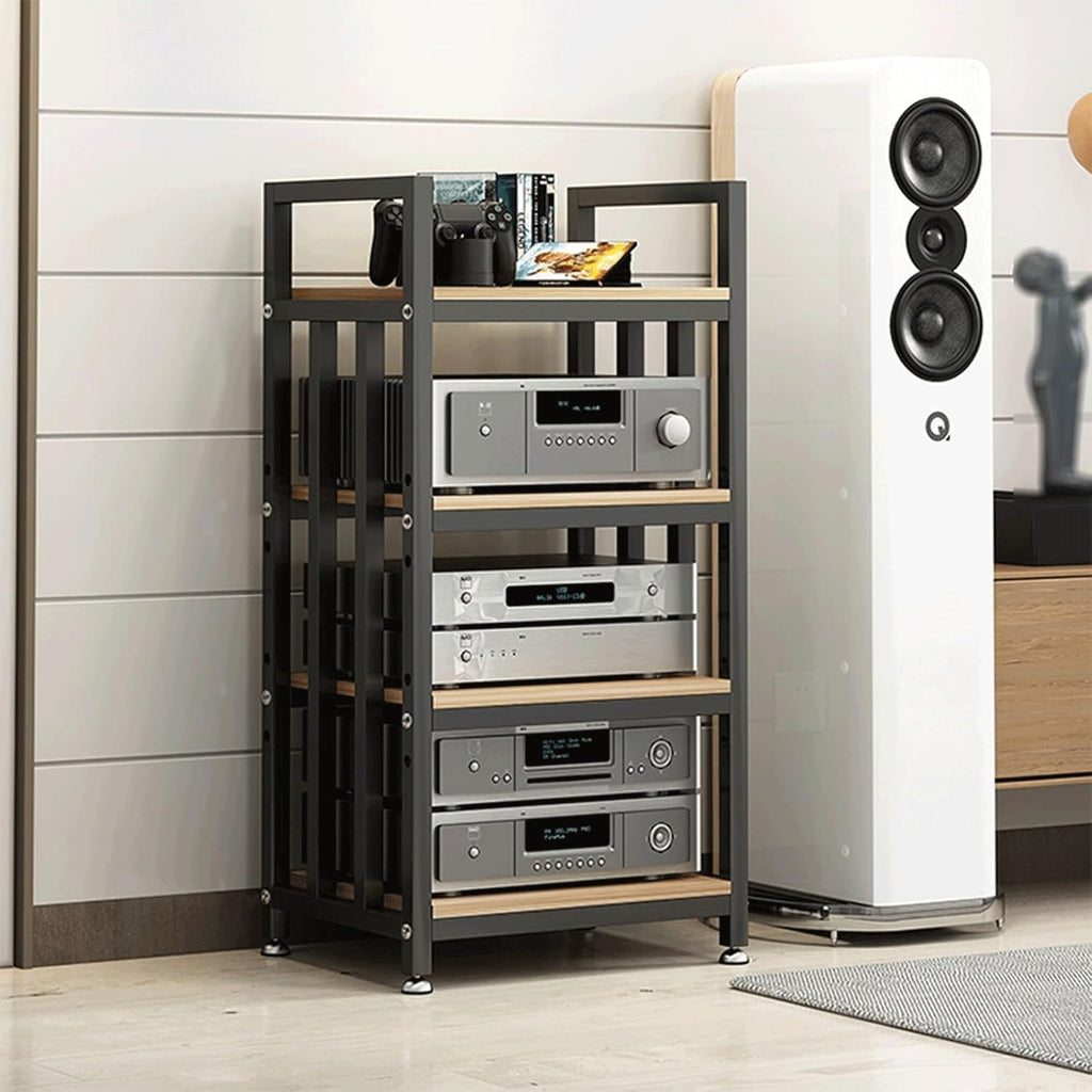 Audio Rack 4 Tier Stereo Rack Audio Equipment Rack Audio Open Rack Cabinet HiFi Rack with Adjustable Shelves Audio-Video Shelving