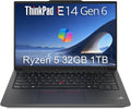 Lenovo ThinkPad E14 Gen 6 Business Laptop (14' FHD+ Anti-Glare, AMD Ryzen 5 7535U (> Intel i7-1255U), 32GB DDR5 RAM, 1TB SSD), Backlit KB, Fingerprint, 1080p Webcam, Ethernet, Win 11 Pro w/ Copilot