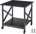 Fannova 2 Tier Large Printer Stand, 23.6 x 23.6 x 22.6 Inches Square Printer Table with Storage Shelf, Rolling Printer Cart with Industrial Wheels for Home Office, Mini Fridge Stand Table - Black