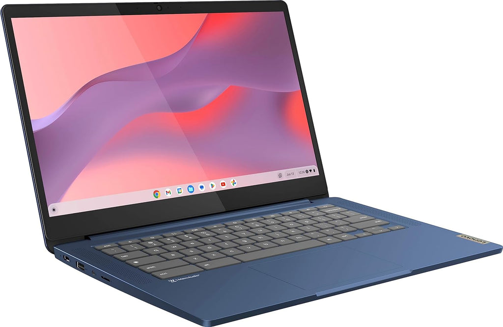 Lenovo 2023 14'' FHD Touchscreen Slim 3 Chromebook Laptop Business Student, 8-Core MediaTek Kompanio 520 Processor, 4GB RAM, 64GB eMMC, WiFi 6,Chrome OS+MarxsolCables, Abyss Blue