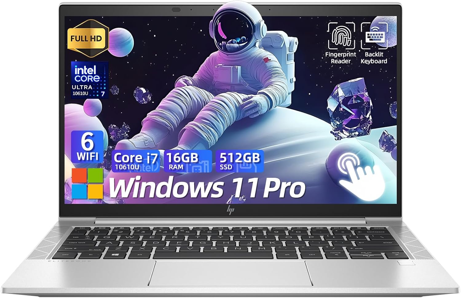 HP EliteBook 830 G7 Laptop, Touchscreen Windows 11 Pro, Intel Core i7-10610U, 16 GB RAM, 512 GB SSD, FHD(1920 x 1080) 13.3 inch, Backlit Keyboard (Renewed)