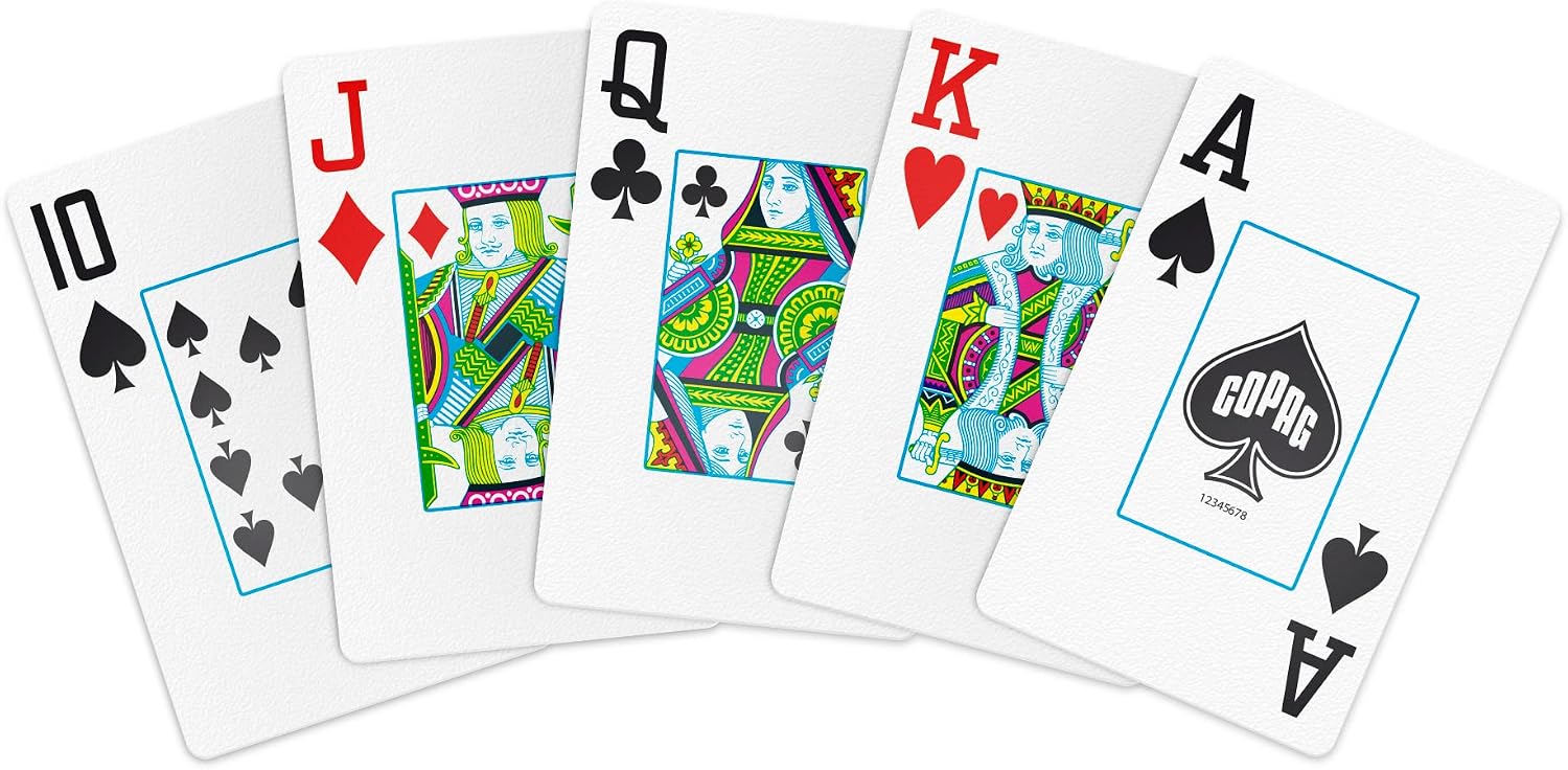 Copag 1546 Design 100% Plastic Playing Cards, Bridge Size (Narrow) Black/Gold (Jumbo Index, 6 Sets)