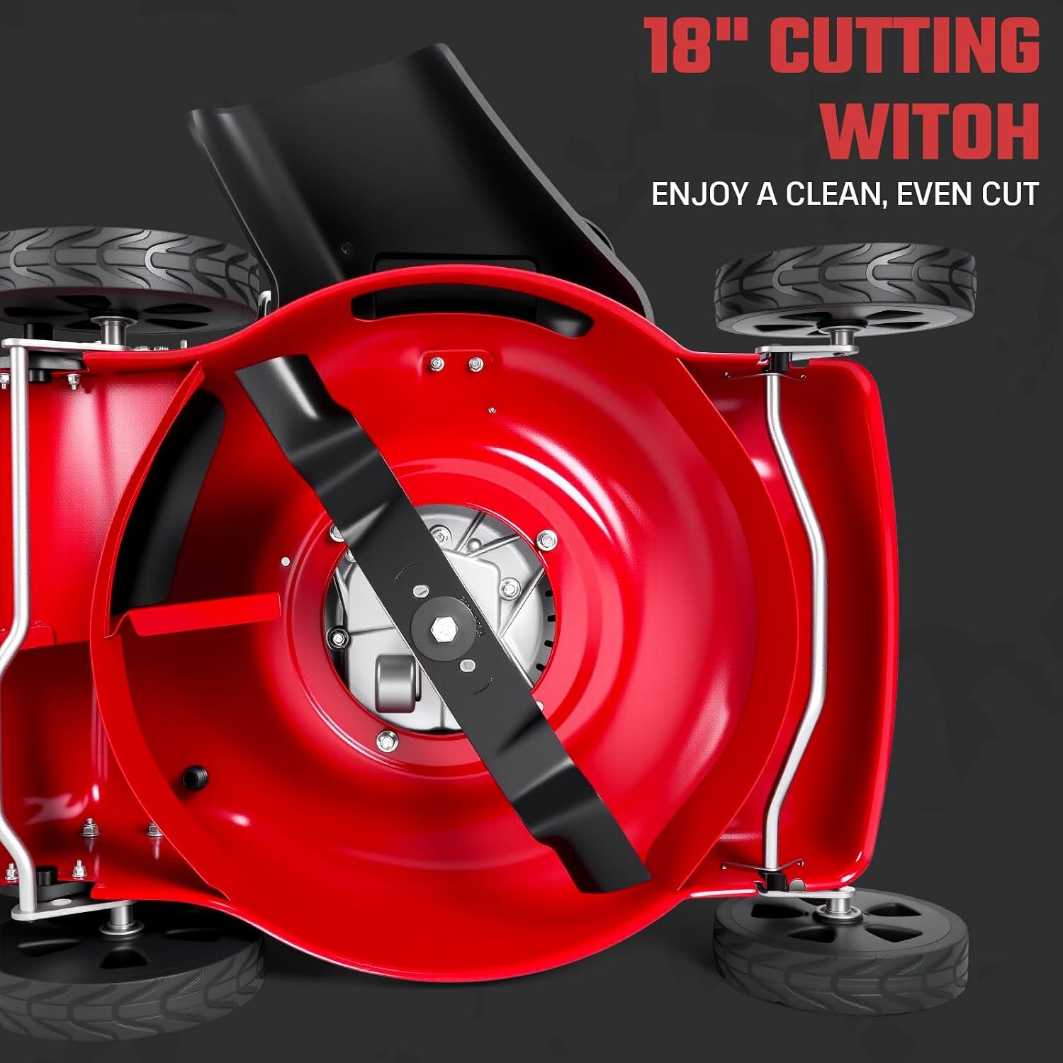 18-Inch 3-in-1 Gas Lawn Mower | Self-Propelled Push Mower with 131cc Engine & 50L Bag for Residential Yards (Red)