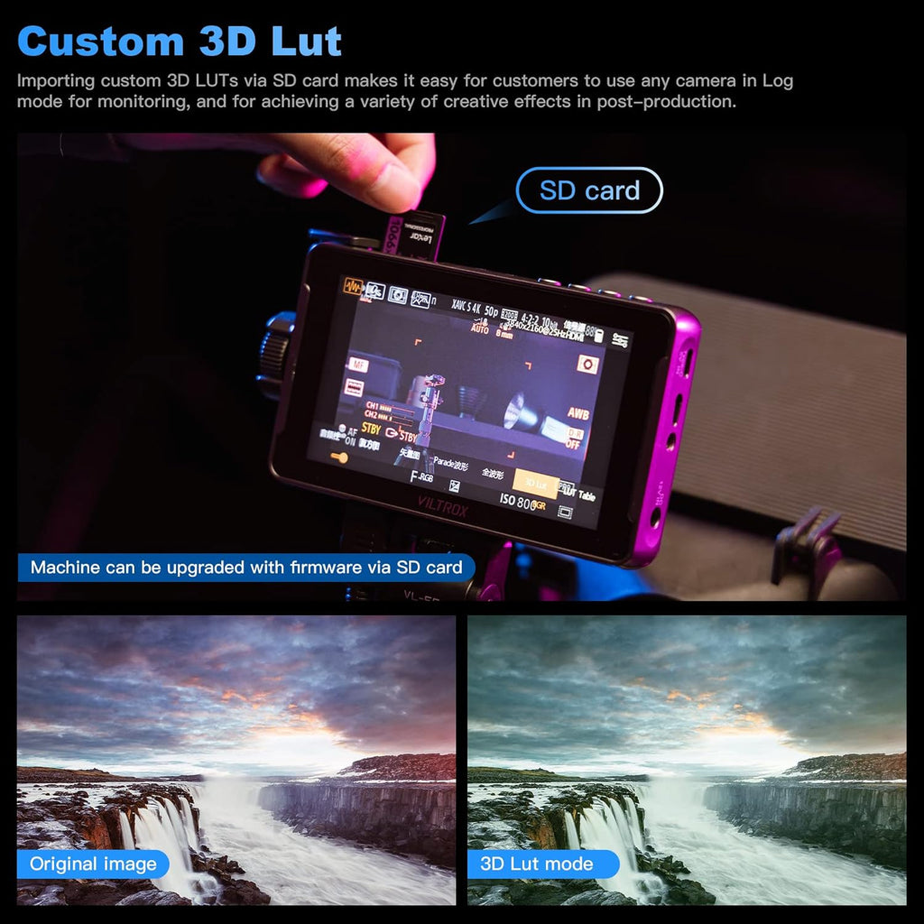 VILTROX DC550 Pro 5.5' Camera Field Monitor Touch Screen, 4K HDMI DSLR Video External Monitor for Sony Canon Nikon, Sunshade Hood,Battery,Storage Bag 1200nit,3DLUT,Focus Peaking,Histogram,False Colors