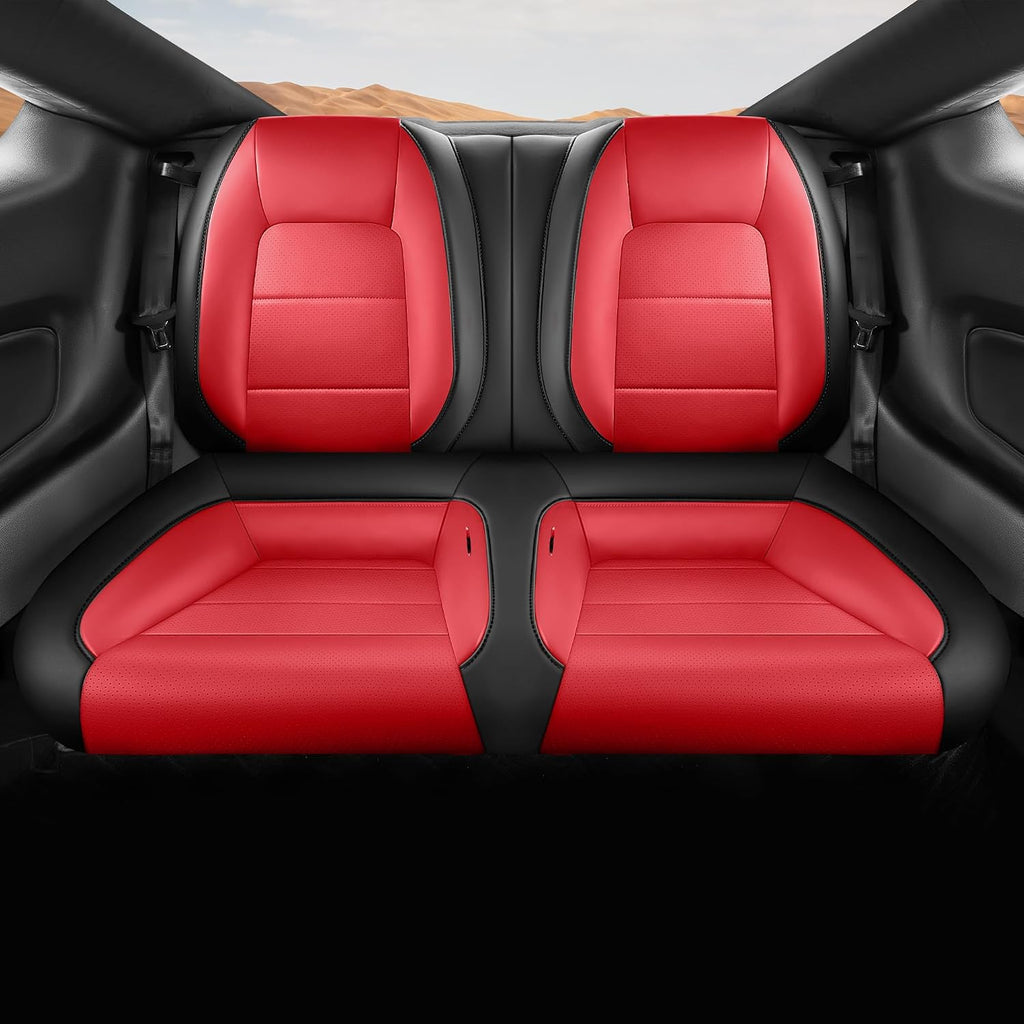 for Ford Mustang Seat Cover 2015-2026 Coupe Hardtop Nappa Leather Car Seat Cover Full Set (M-Red&Black)