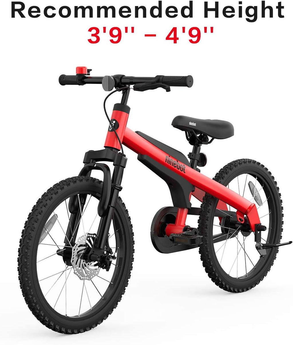 Segway Ninebot 18' Kids Bike Ages 5-10, w/Aerospace Aluminum Frame, Enclosed Chain, Shock Absorbing Suspension, Disc Brakes and Kickstand - Red & Blue