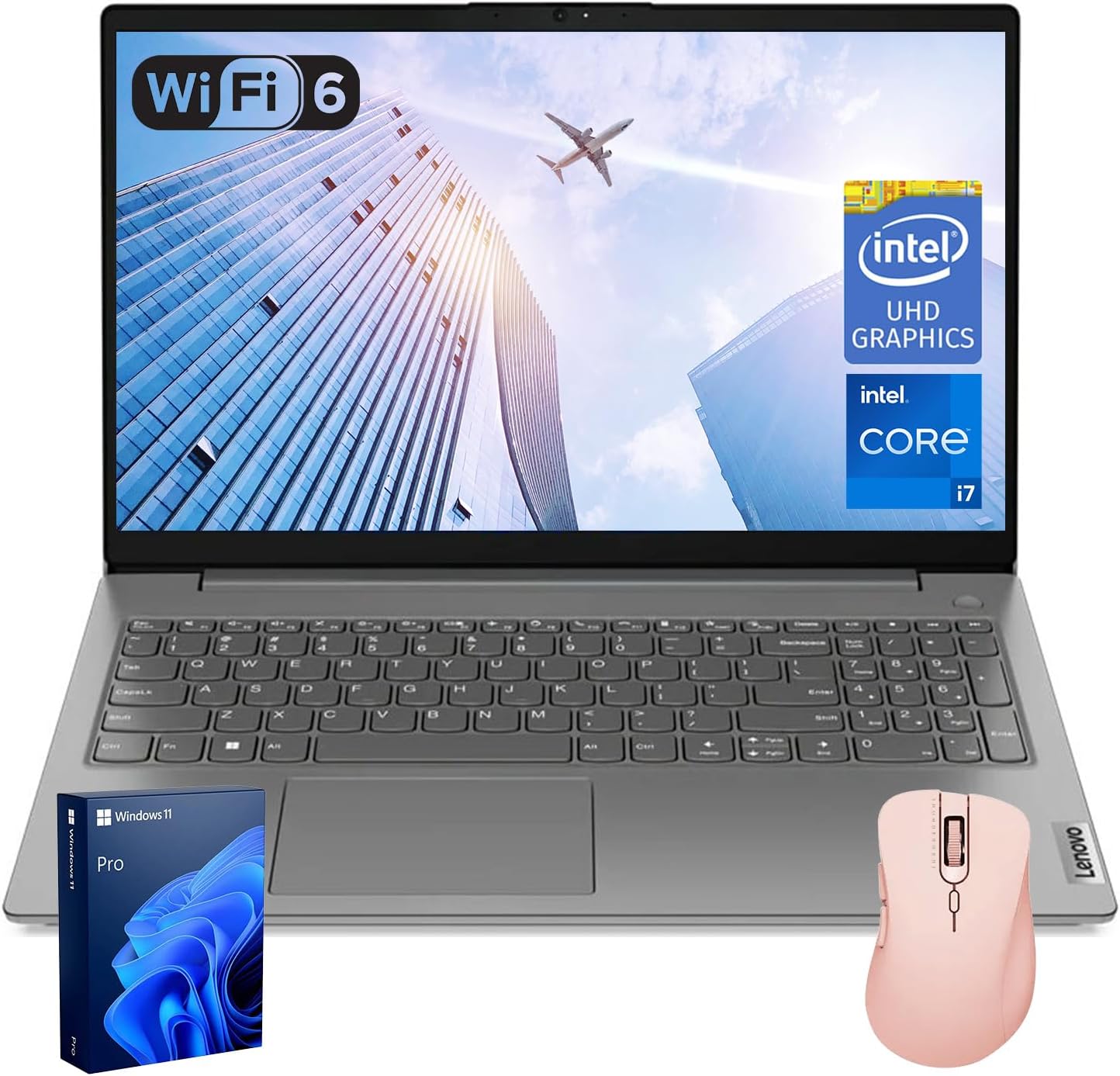 Lenovo V15 Premium Laptop for Business & Work, 15.6' FHD Display, 13th Gen Intel i7-13620H, 40GB RAM, 2TB SSD, Webcam, HDMI, Wi-Fi 6, Windows 11 Pro, Gray, Bundle with Thunderobot Wireless Mouse