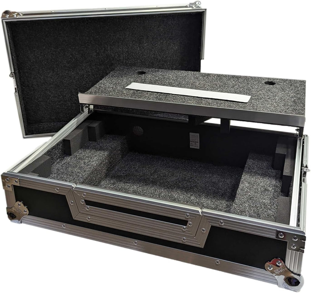 Harmony Cases HCMIXSTREAMPRO Flight Case Compatible with Mixstream Pro Standalone DJ Console with Convenient Cable Port & Sticker Strip to Secure Laptop for Maximum Protection